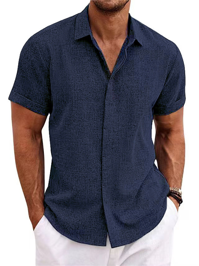 Wouter - Linen Casual Men’s Shirt with Short Sleeves