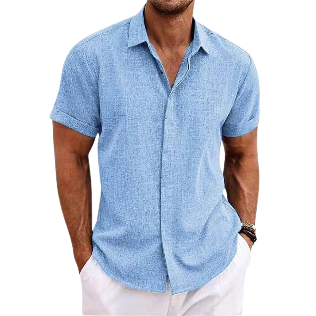 Wouter - Linen Casual Men’s Shirt with Short Sleeves